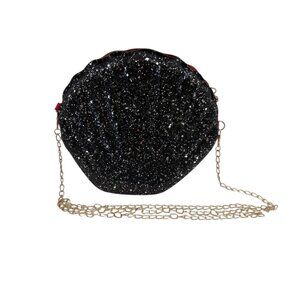 Glam Clam /Sparkle Seashell Shaped Crossbody Purse /Handbag /Black/Silver - NWT